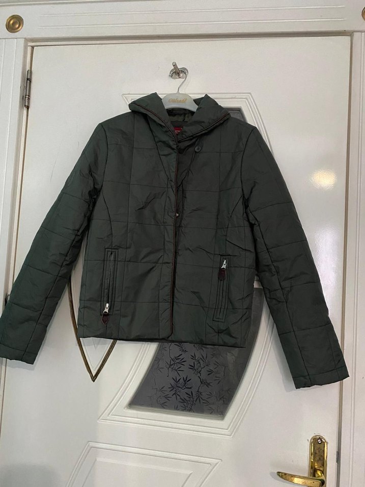 Kadın  yeşil  Kısa Fermuarlı Mont( yağmurluk) - Görsel 2