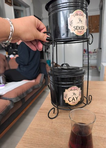 Bordo Çay ve Şeker Kavanoz Seti - Görsel 2