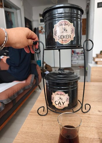 Bordo Çay ve Şeker Kavanoz Seti - Görsel 3