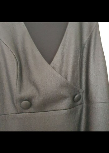 On Fashion Düğmeli Siyah Midi cepli slopet asli kolsuz elbise