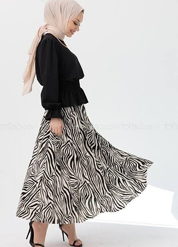 Siyah bluz zebra etek