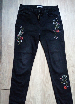 nakışlı kot pantolon 