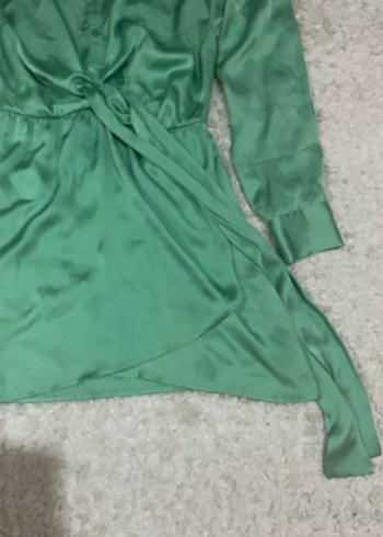 Saten Yeşil Kadın Elbise - Görsel 6