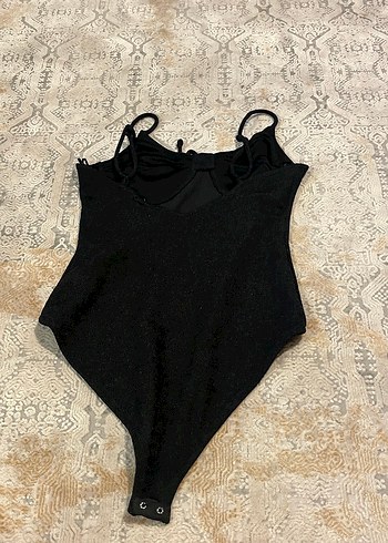 Siyah  Kadın Simli Bodysuit - Görsel 5