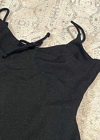 Siyah  Kadın Simli Bodysuit - Görsel 3