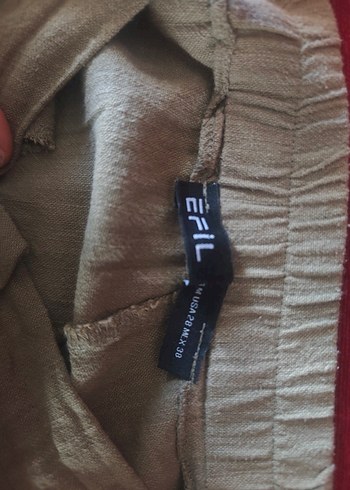 Bej Bol Kesim Keten Bol Paça Pantolon - Görsel 3