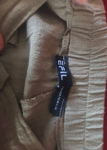 Bej Bol Kesim Keten Bol Paça Pantolon - Görsel 4