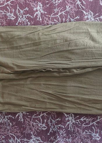 Bej Bol Kesim Keten Bol Paça Pantolon - Görsel 2