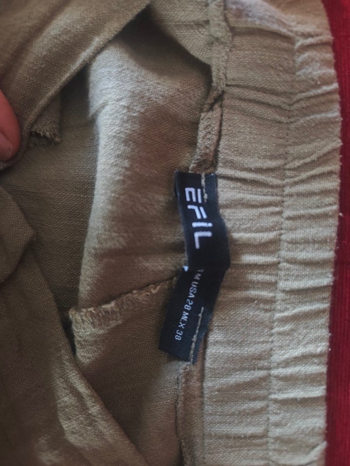 Bej Bol Kesim Keten Bol Paça Pantolon - Görsel 3