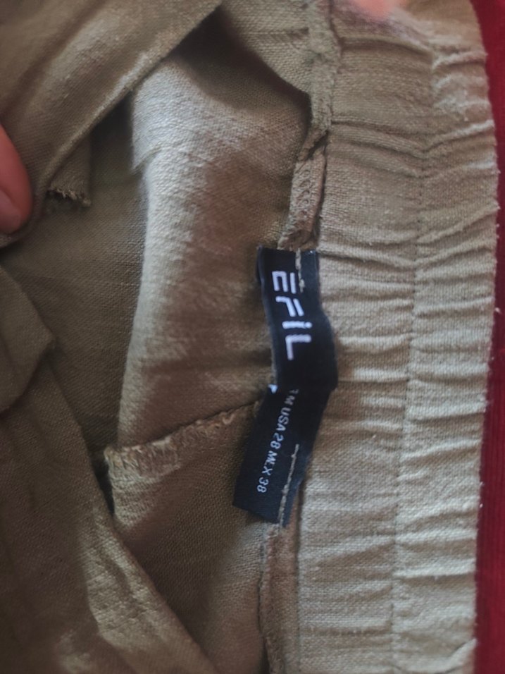 Bej Bol Kesim Keten Bol Paça Pantolon - Görsel 4