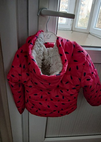 Kız Çocuk Kapüşonlu Pembe Desenli Mont - Görsel 4