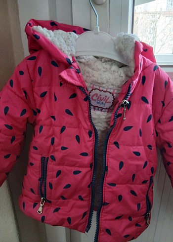 Kız Çocuk Kapüşonlu Pembe Desenli Mont - Görsel 3