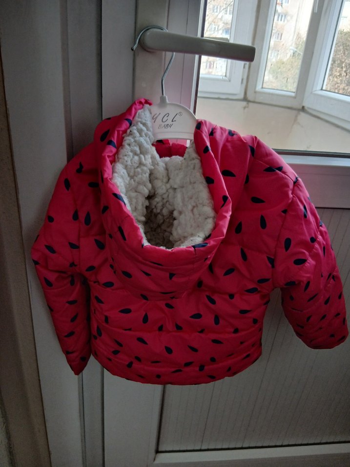 Kız Çocuk Kapüşonlu Pembe Desenli Mont - Görsel 4