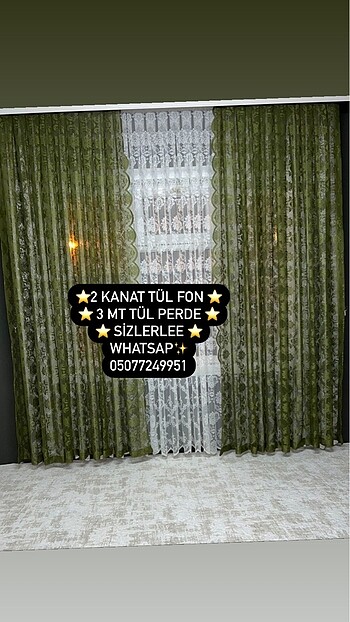 2 KANAT TÜL FON 3 METRE TÜL PERDE