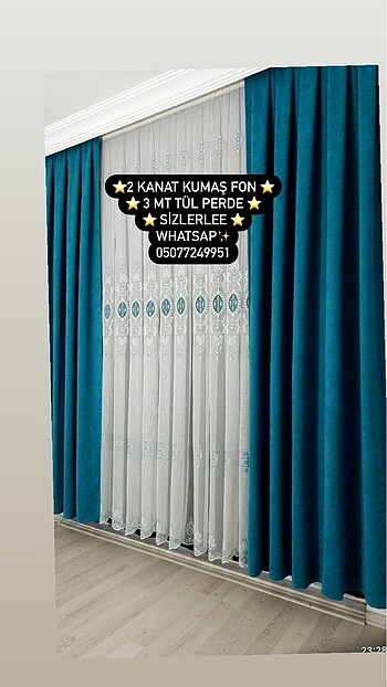 2 KANAT KUMAŞ FON 3 METRE TÜL PERDE SİZLERLE