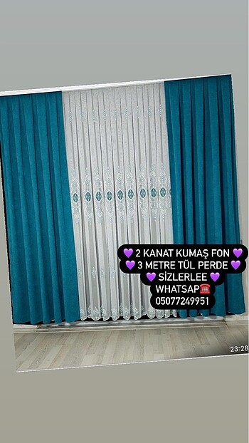 2 KANAT KUMAŞ FON 3 METRE TÜL PERDE SİZLERLE HER RENK SEÇENEĞİ M
