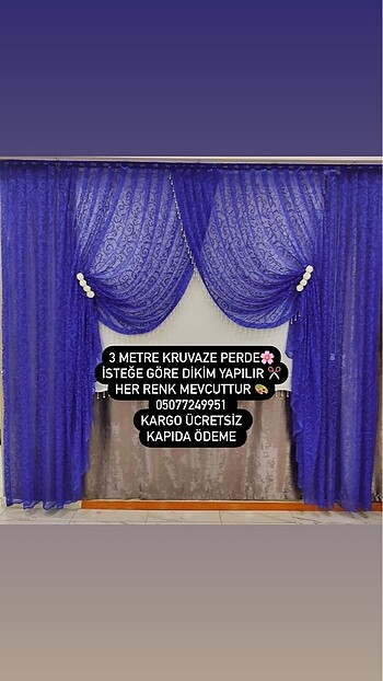 KRUVAZE PERDELER İSTEĞE GÖRE DİKİMİ YAPILIR HER RENK MEVCUTTUR