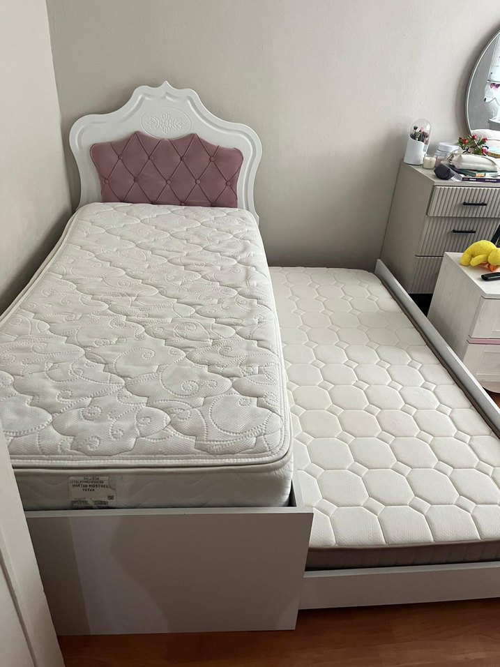 Beyaz Pastel Renkli Çekmeceli Çocuk Yatağı - Görsel 3