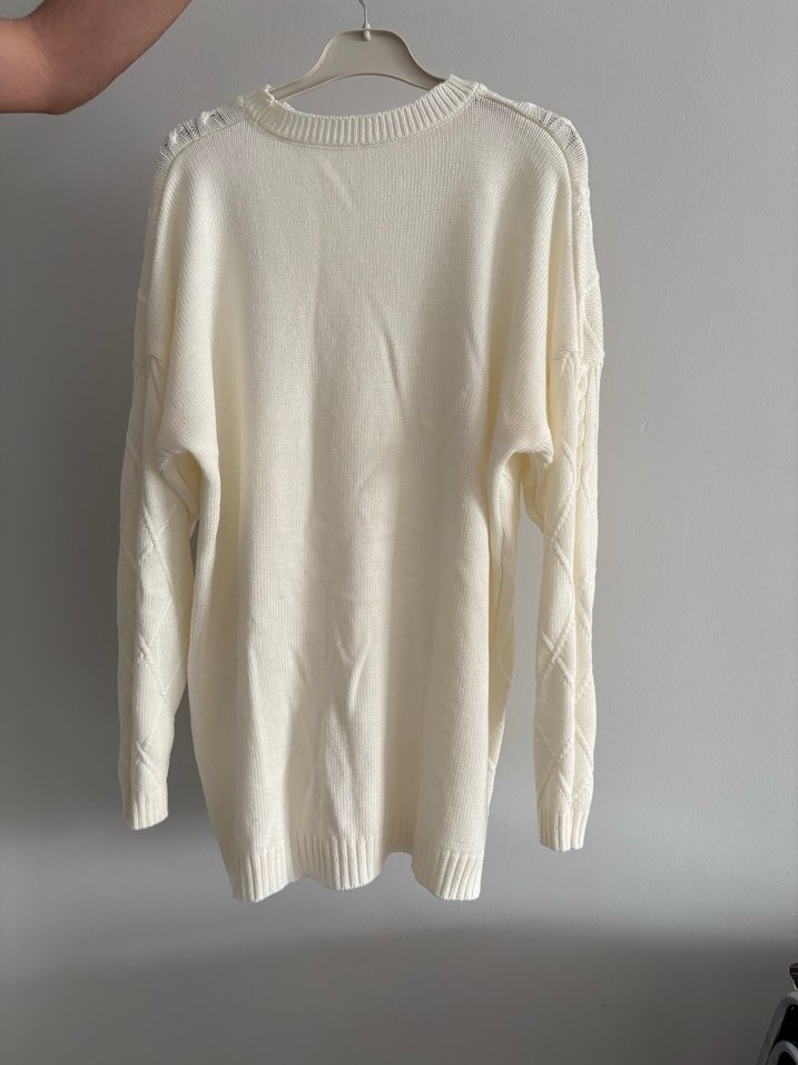 Beyaz Örgü Bohem Kadın Kazak 
Ve altı takım - Görsel 3