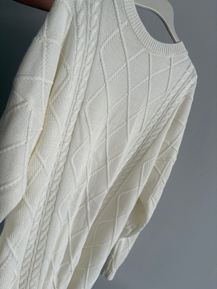 Beyaz Örgü Bohem Kadın Kazak 
Ve altı takım - Görsel 5