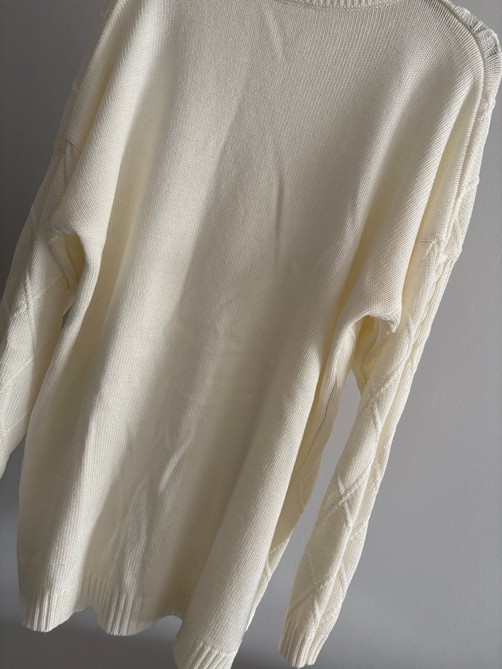 Beyaz Örgü Bohem Kadın Kazak 
Ve altı takım - Görsel 4