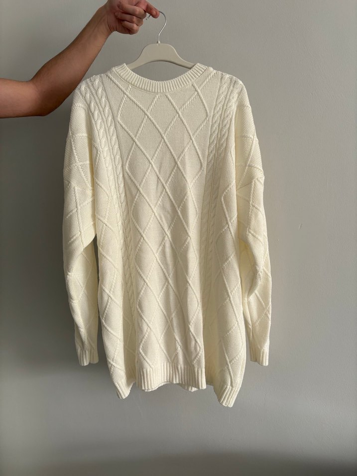 Beyaz Örgü Bohem Kadın Kazak 
Ve altı takım - Görsel 2