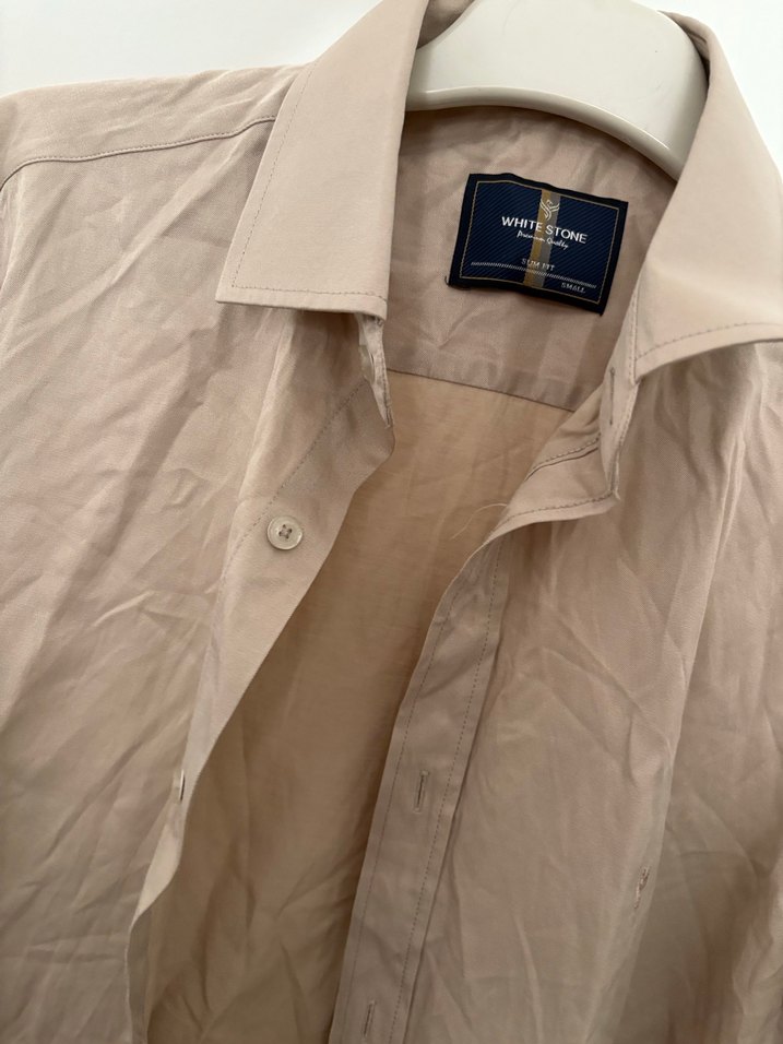 Bej Erkek Keten Uzun Kollu Gömlek - Görsel 4