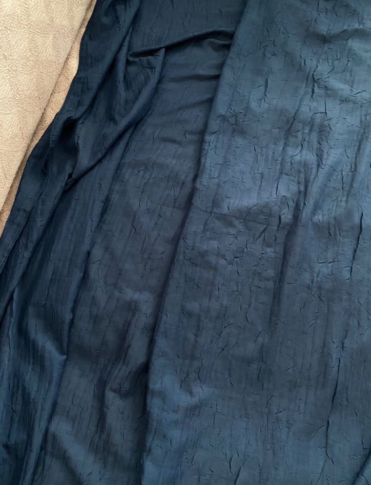 Mavi pamuk  Kadın eşarp kürk detaylı - Görsel 2