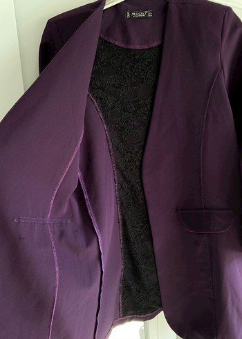 Mor Kadın Uzun Kollu Blazer Ceket - Görsel 3