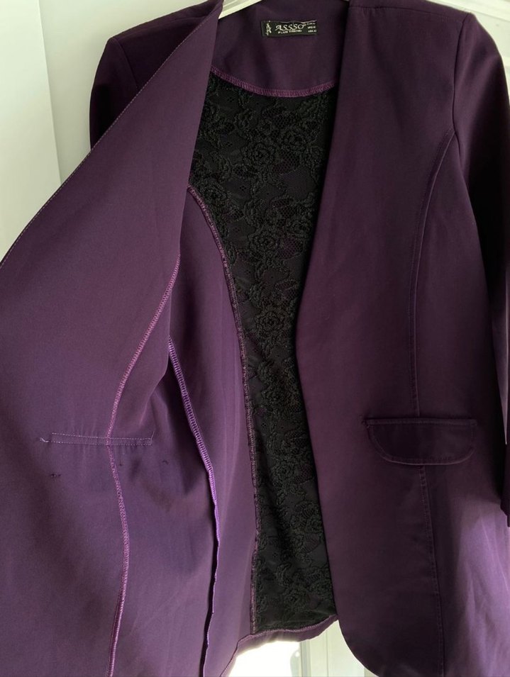 Mor Kadın Uzun Kollu Blazer Ceket - Görsel 3