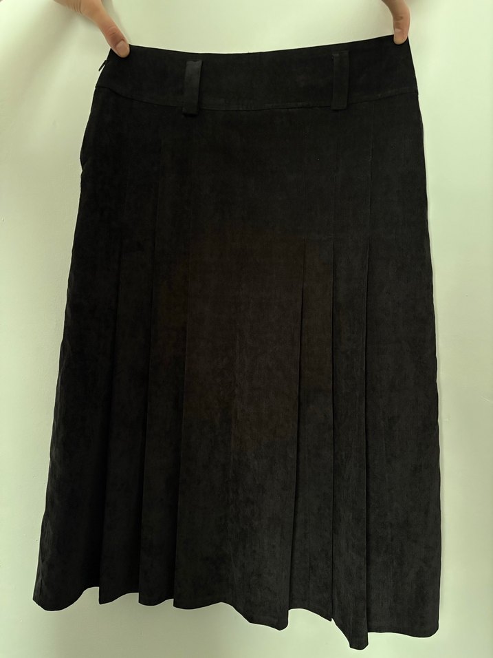 Siyah kadife midi etek - Görsel 4