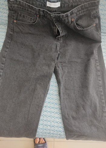 xxl Beden Düğmeli Gri Kadın Kot Pantolon