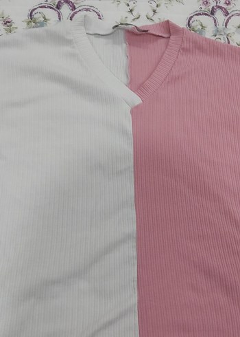 V Yaka, Düğmeli Kız Çocuk Tişörtü - Görsel 2