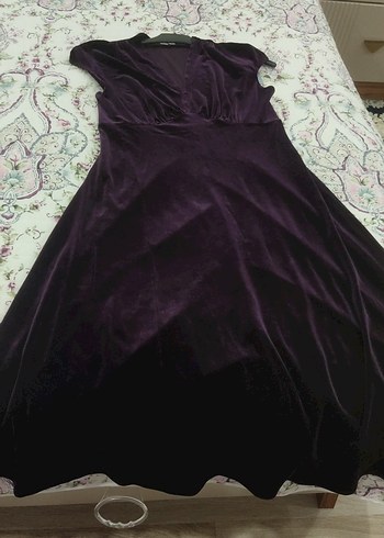 Mor Drapeli Uzun Kadın Abiye Elbise - Görsel 2