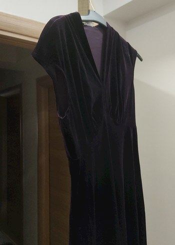 Mor Drapeli Uzun Kadın Abiye Elbise - Görsel 4