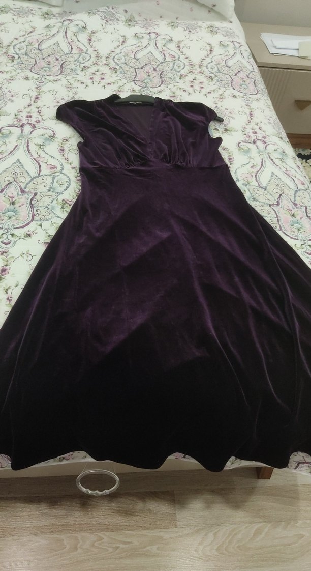 Mor Drapeli Uzun Kadın Abiye Elbise - Görsel 2