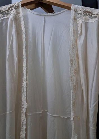 Uzun, Bohem Tarz Beyaz Kadın Sabahlık - Görsel 2