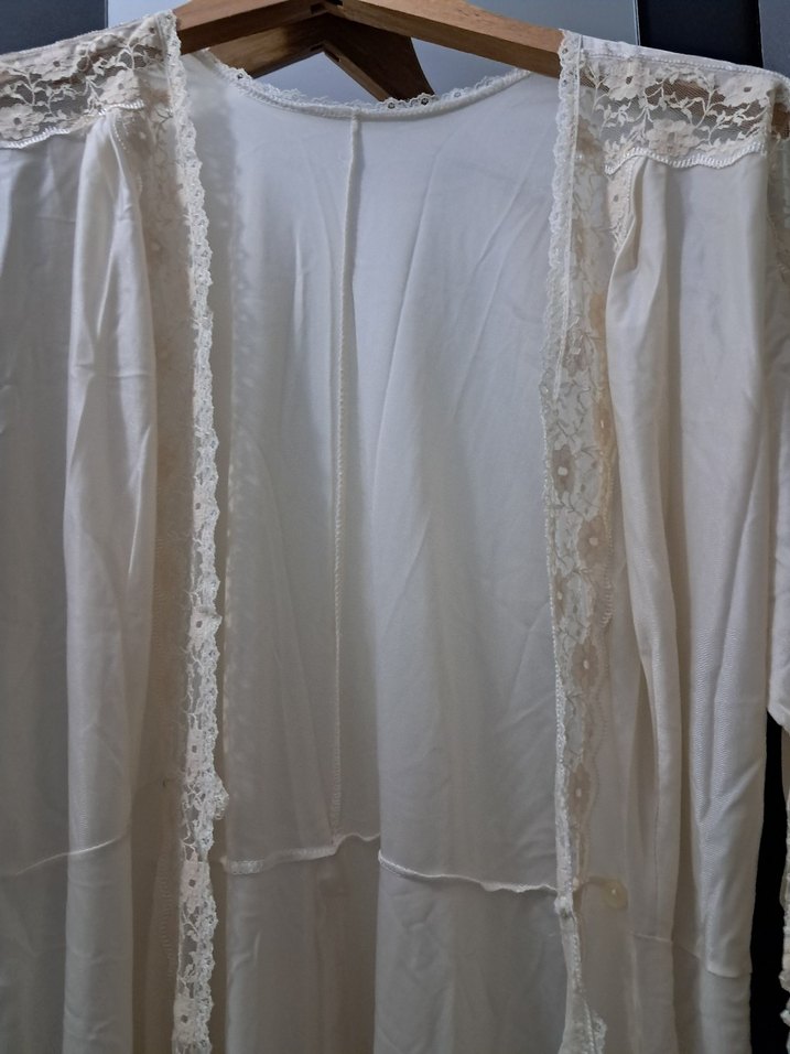 Uzun, Bohem Tarz Beyaz Kadın Sabahlık - Görsel 2