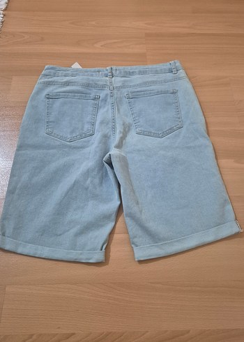 32 Beden mavi Renk Kadın Bej Yüksek Bel Kısa Denim Şort