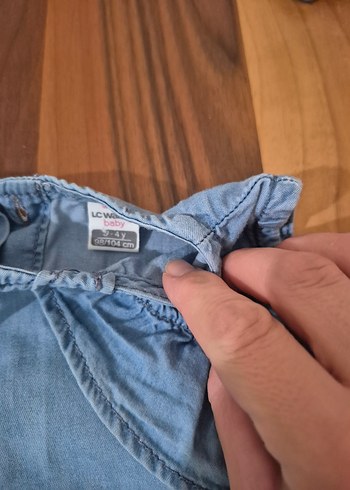 LC Waikiki Kız Çocuk Kot Elbise Fırfırlı Omuz Detaylı