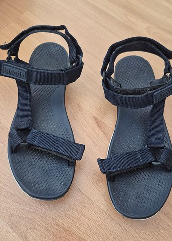 Kadın Mavi Dolgu Topuklu Cırtcırtlı Sandalet