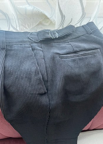 Düğmeli Siyah Erkek Süet Pantolon - Görsel 4