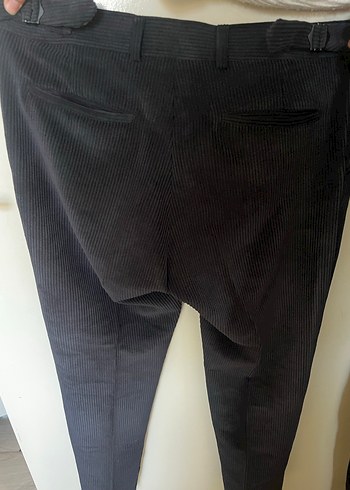 Düğmeli Siyah Erkek Süet Pantolon - Görsel 2