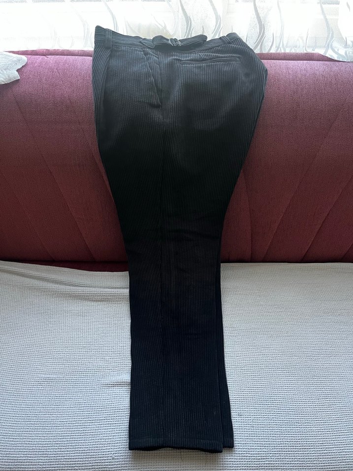 Düğmeli Siyah Erkek Süet Pantolon - Görsel 3