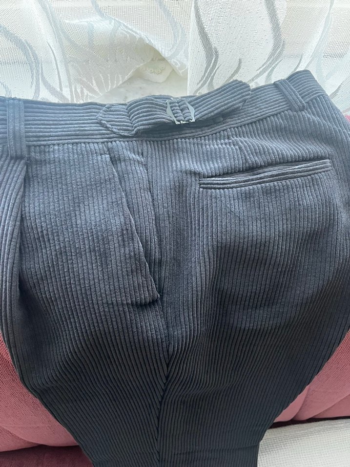 Düğmeli Siyah Erkek Süet Pantolon - Görsel 4