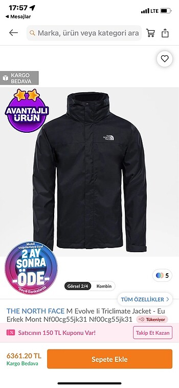 North Face The North Face erkek evolve II mont