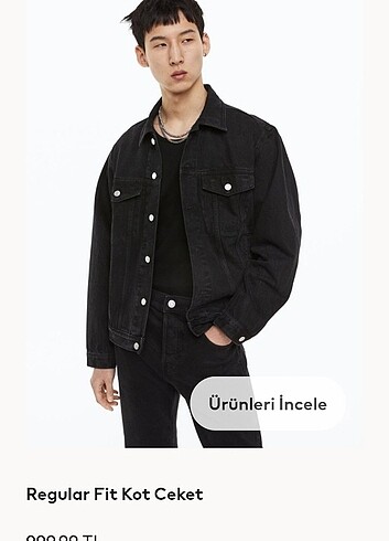 H&M erkek siyah kot ceket 