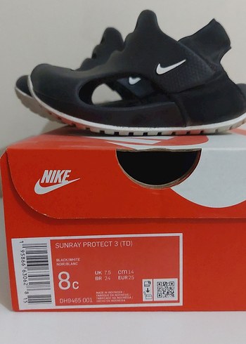 25 Beden siyah Renk Nike Erkek Çocuk Siyah Cırtlı Terlik