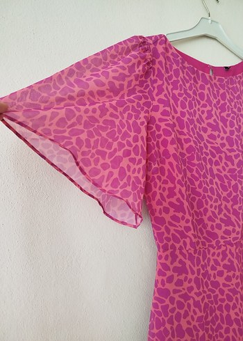 PEMBE DESENLİ A KESİM  ELBİSE - Görsel 8