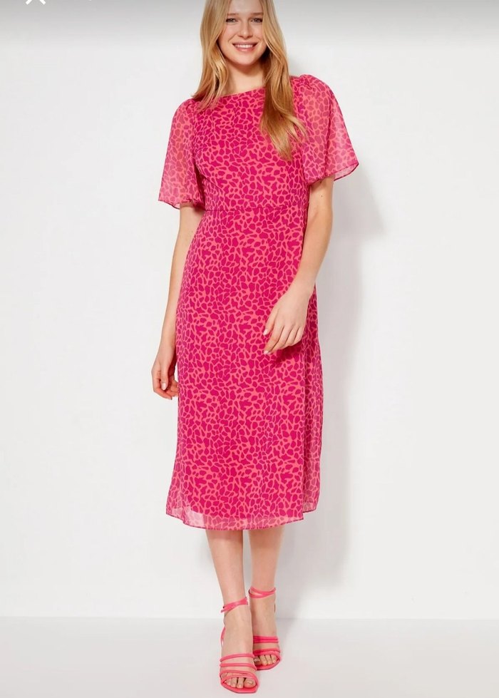 PEMBE DESENLİ A KESİM  ELBİSE - Görsel 3